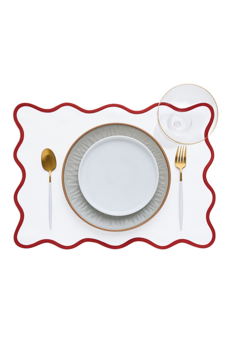 Solino Home Linen Placemats - Giselle Scallop Edge, 14" x 19", Alternate, color, Christmas White
