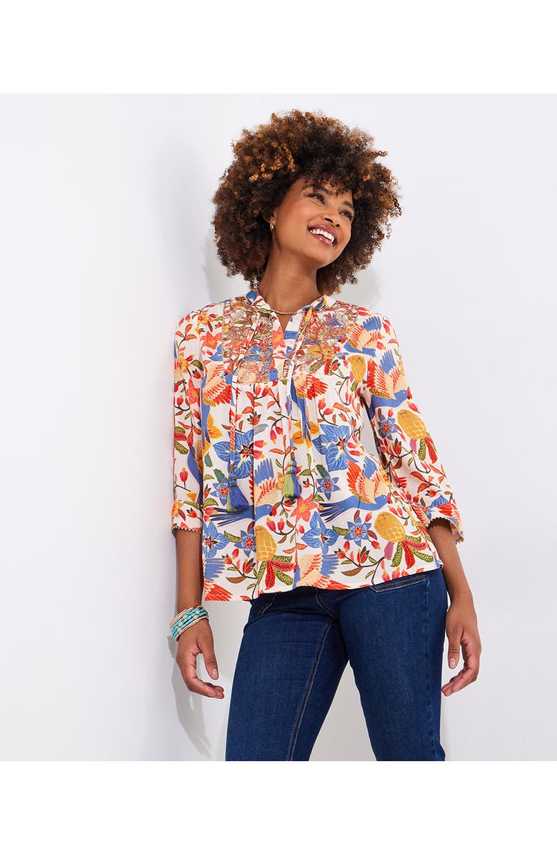 Joe Browns Boho Embroidered Blouse, Alternate, color, Peach Abstract Floral