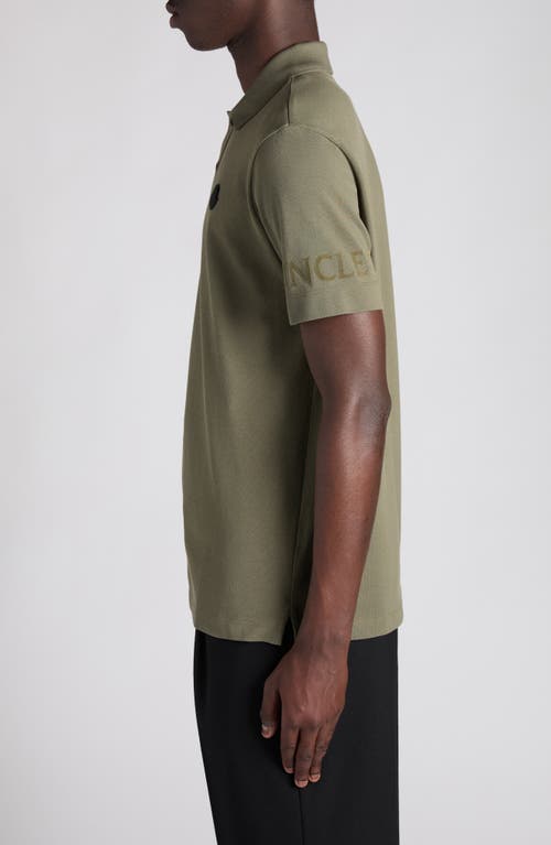 Moncler Logo-embroidered Polo Shirt In Green