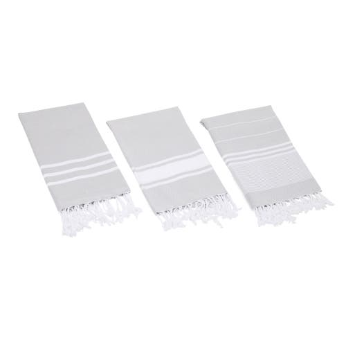 Olive And Linen Olive & Linen Essential Turkish Hand / Kitchen Towel Set Of 3 In Gray