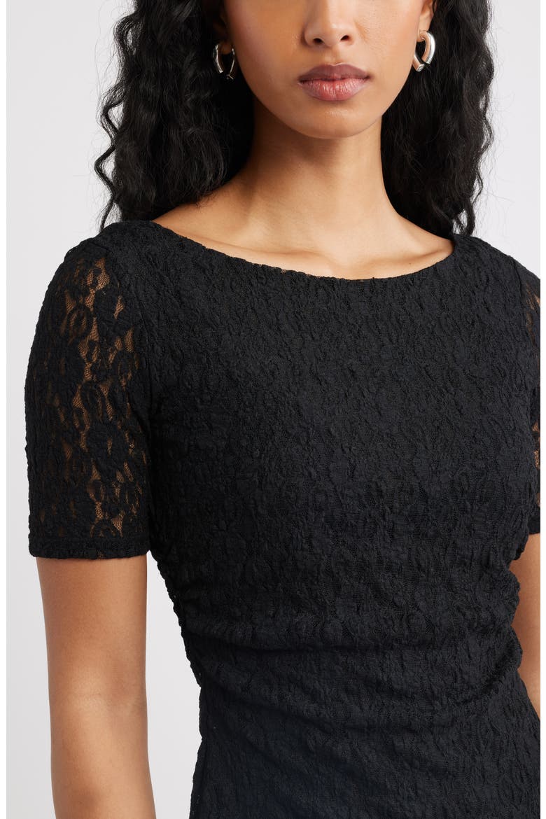 Short Sleeve Lace Top, Alternate, color, BLACK