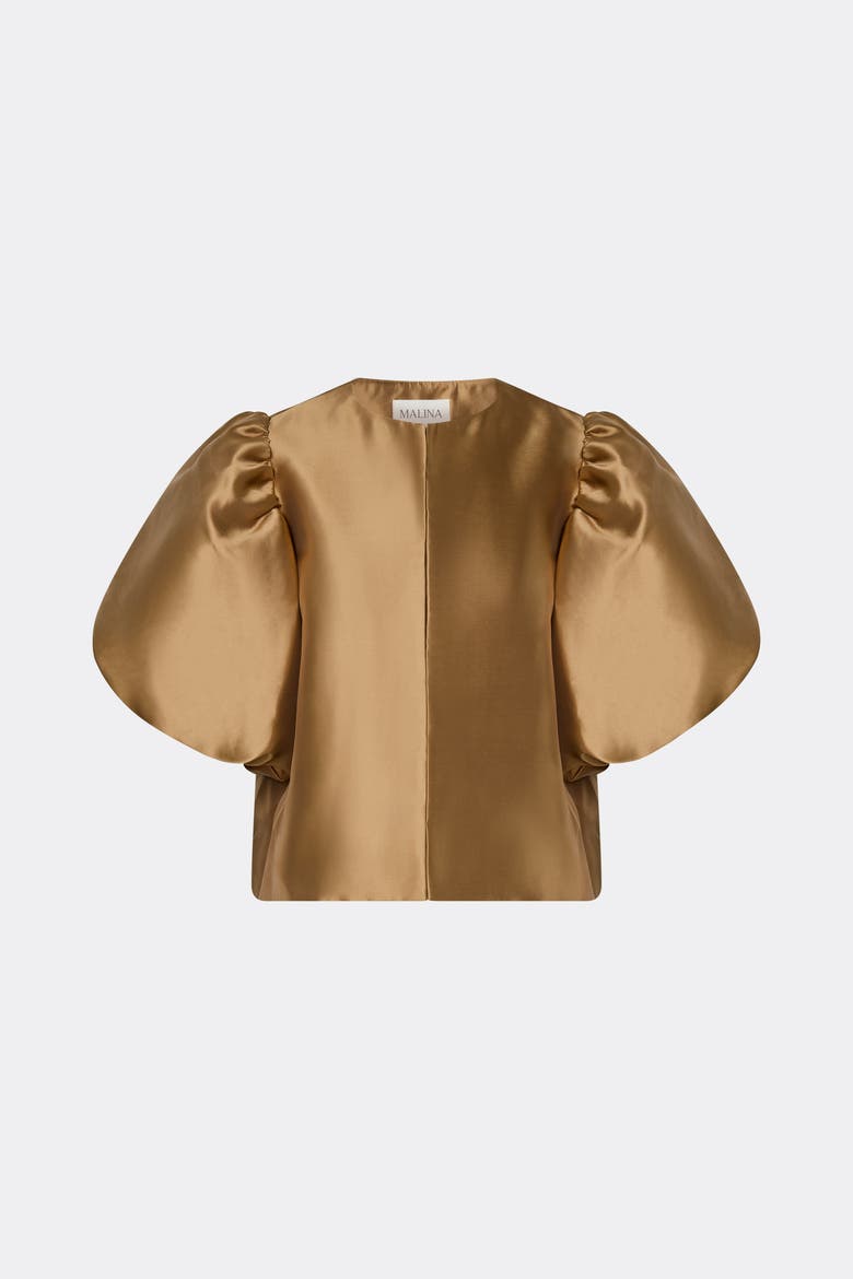 Cleo Puff Sleeve Satin Blouse, Alternate, color, Camel