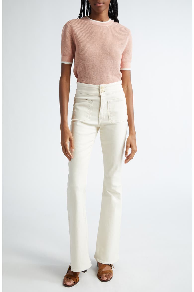 Beverly Patch Pocket Skinny Flare Jeans, Alternate, color, ECRU