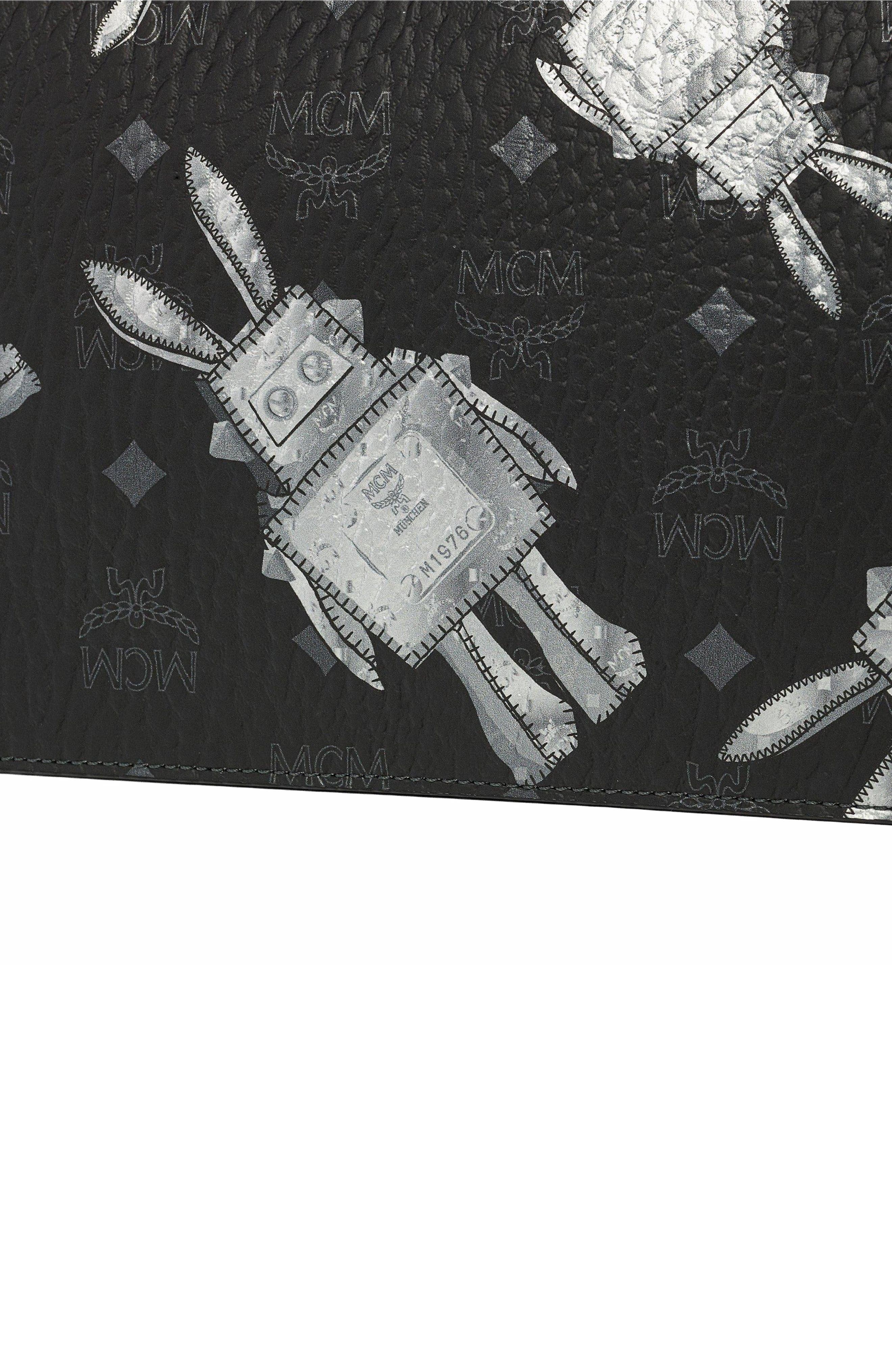 MCM Wristlet Standing Pouch w/ Chain Strap in Rabot Visetos, Alternate, color, Black