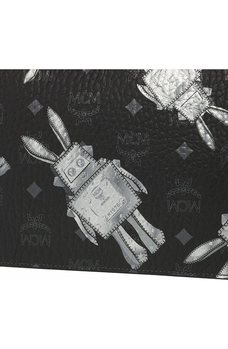 MCM Wristlet Standing Pouch w/ Chain Strap in Rabot Visetos, Alternate, color, Black