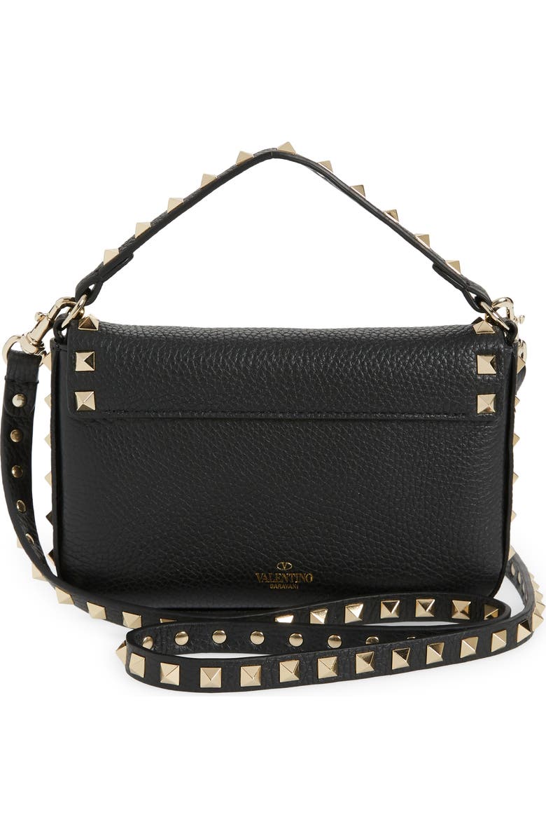 Valentino Garavani Mini Rockstud Leather Top Handle Bag, Alternate, color,