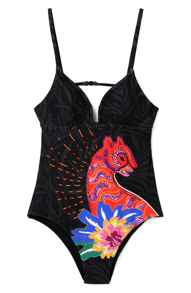 Desigual Panther One-Piece Swimsuit, Alternate, color,