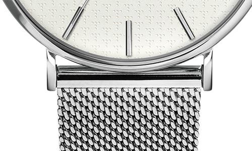 Ted Baker Phylipa Gents Mesh Strap Watch, 43mm In Silver/white/silver