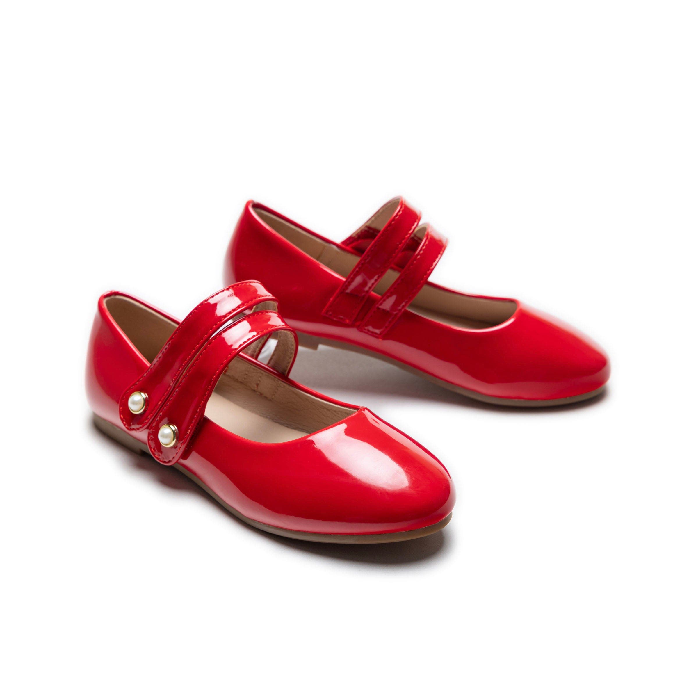 Dorothea Banded Patent Flats, Alternate, color, Red