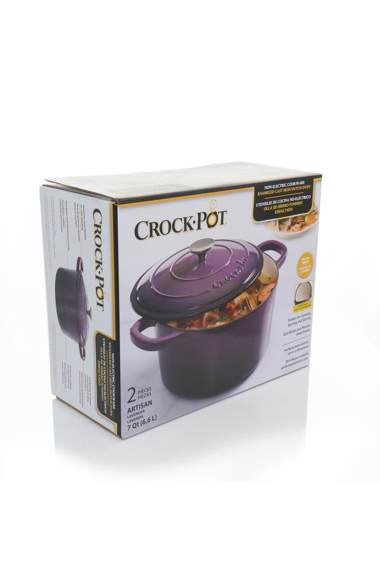 Crock-pot 2 Piece 7 Quart Enameled Cast Iron Dutch Oven with Lid, Alternate, color, Purple