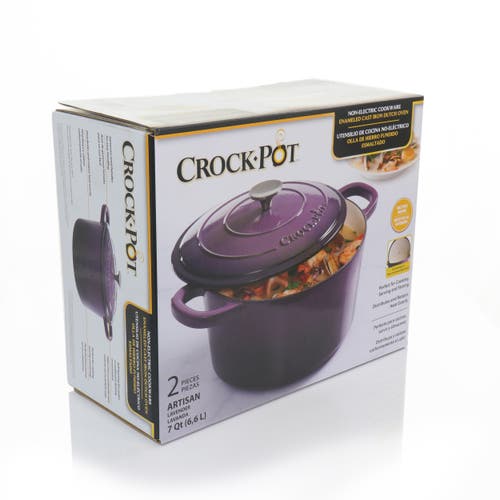 Crock-pot 2 Piece 7 Quart Enameled Cast Iron Dutch Oven With Lid In Purple