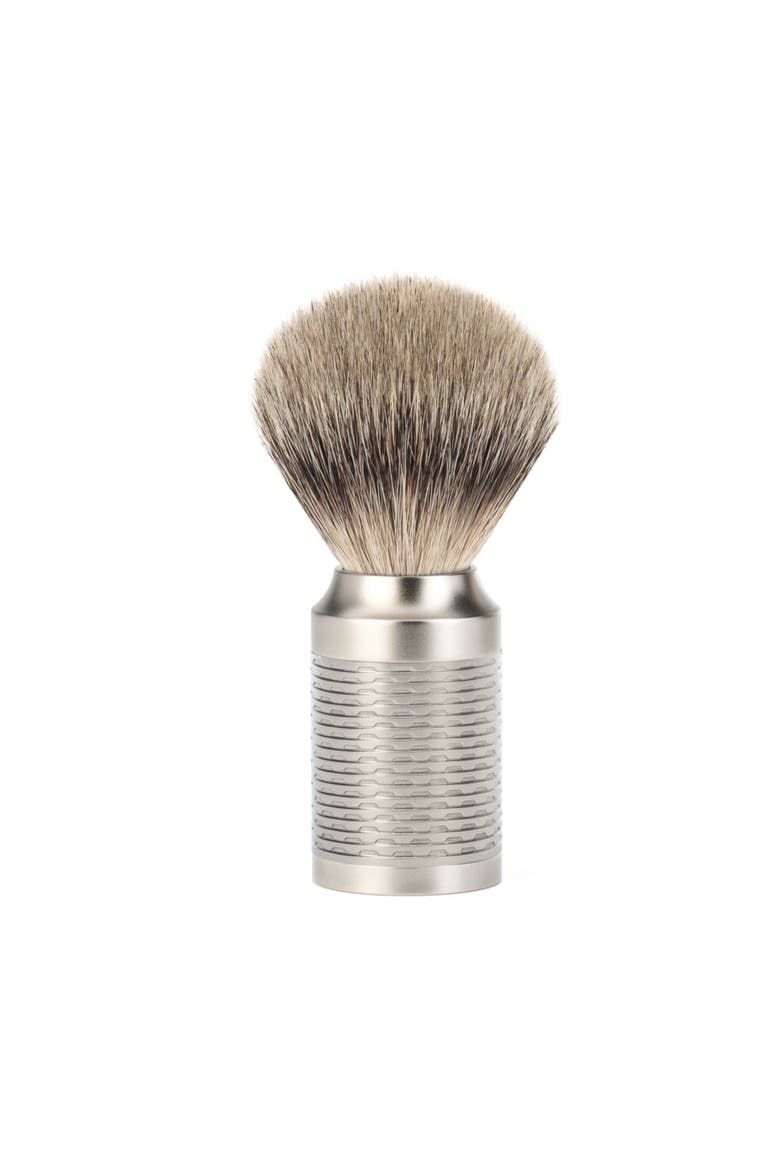 Rocca Pure Matt Stainless Steel Silvertip Shaving Brush, Main, color, Silver