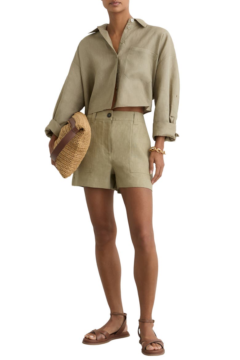 Ashby Linen Shorts, Alternate, color, SAGE GREEN