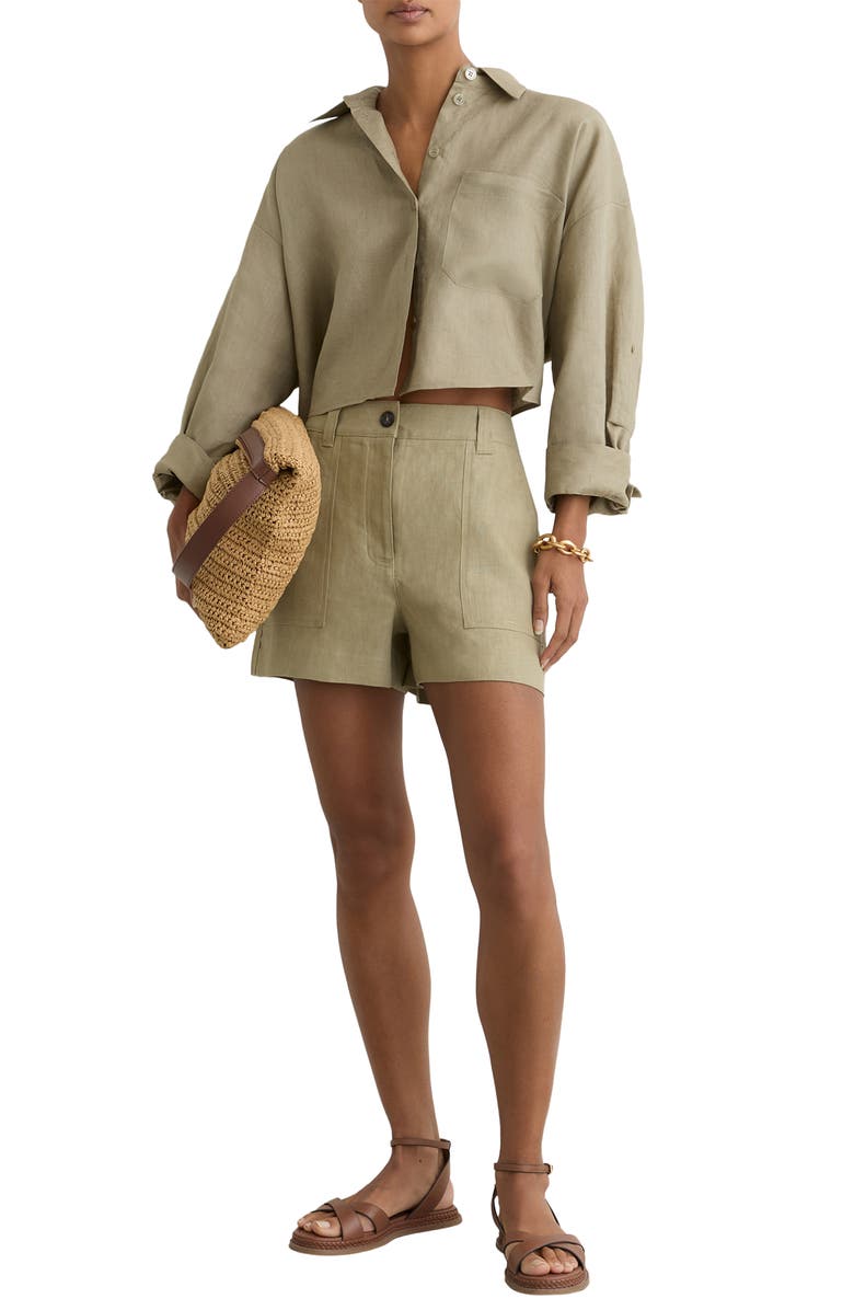 Reiss Ashby Linen Shorts, Alternate, color, Sage Green