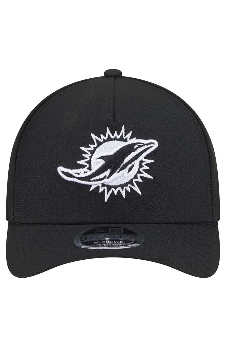 New Era Men's New Era  Black Miami Dolphins Team Collection 9FORTY M-Crown A-Frame Adjustable Hat, Alternate, color, Black