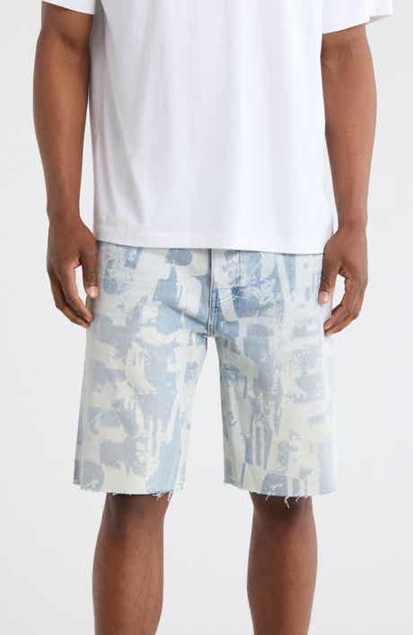 PURPLE BRAND Grunge Print Denim Shorts