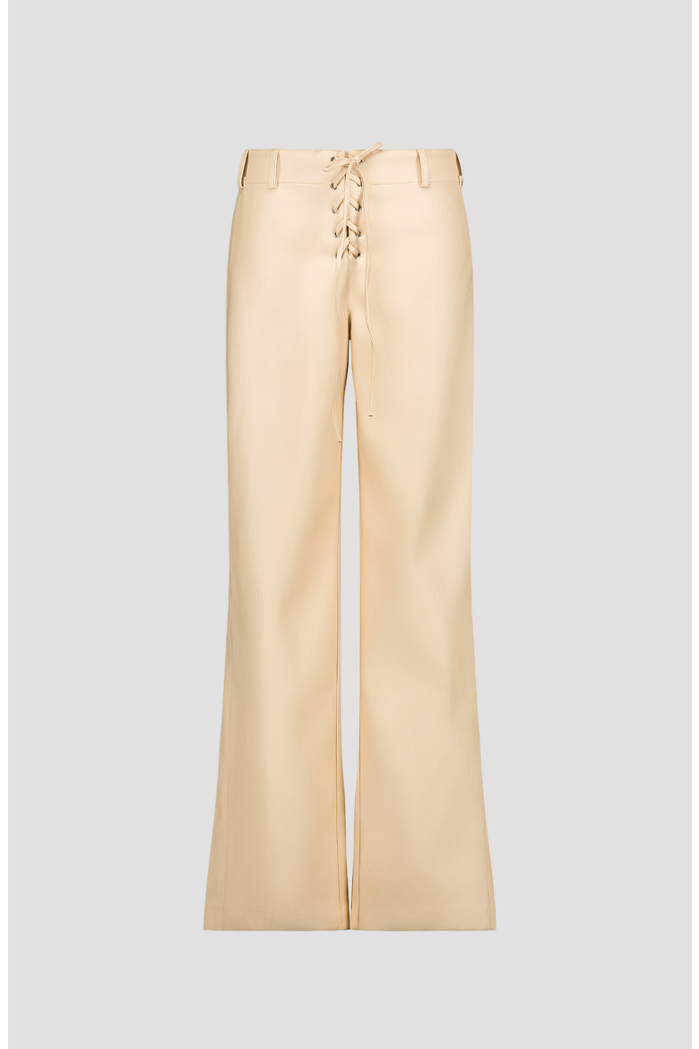 Gia Lace Up Faux Leather Trousers, Main, color, Butter Yellow