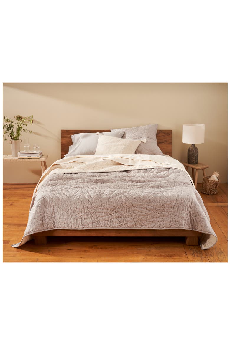 Manzanita Hand Stitched Organic Cotton Sham, Alternate, color, PEWTER