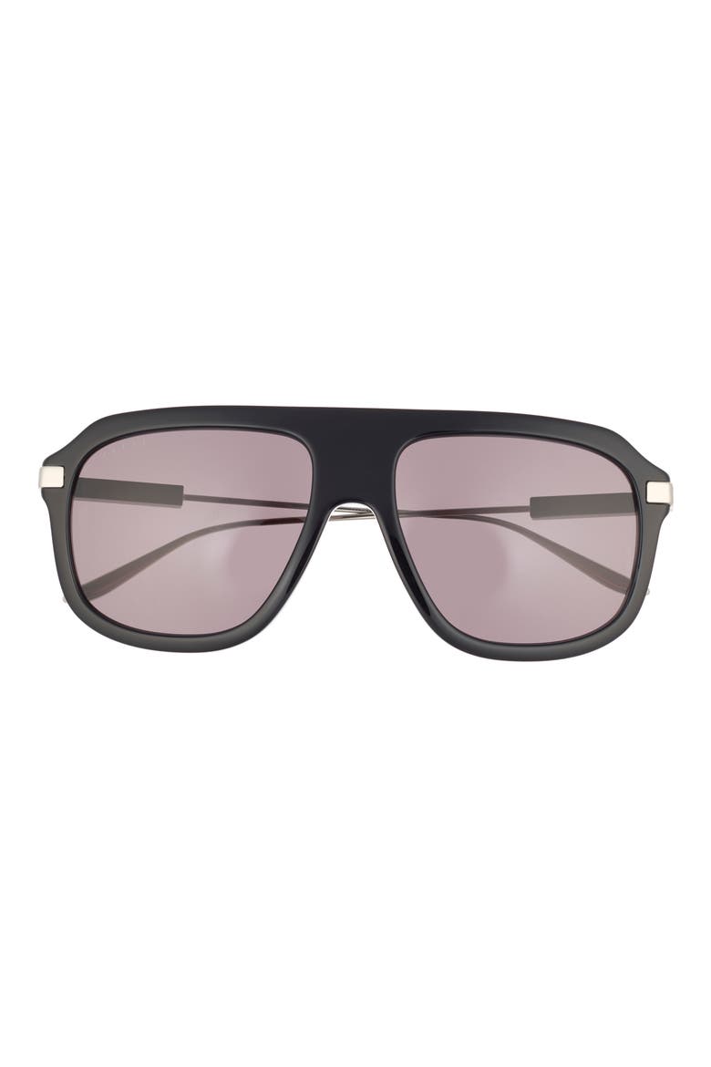 57mm Aviator Sunglasses, Main, color, BLACK SILVER GREY