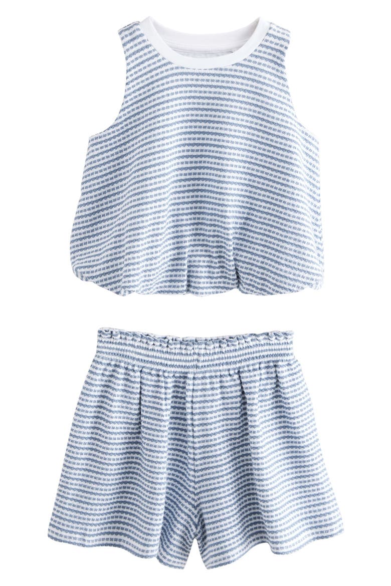 Kids' Textured Stripe Cotton Top & Shorts Set, Main, color, BLUE