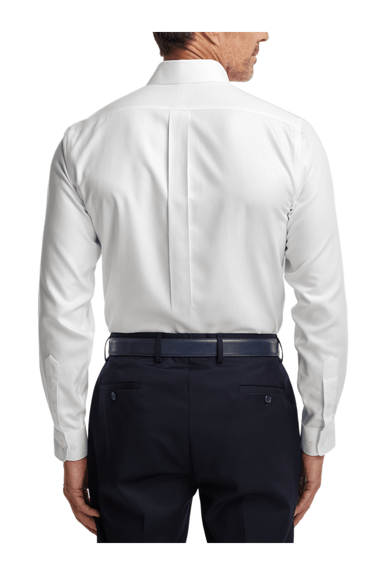 Non-iron Cotton Herringbone Button Down Collar Dress Shirt, Alternate, color, White