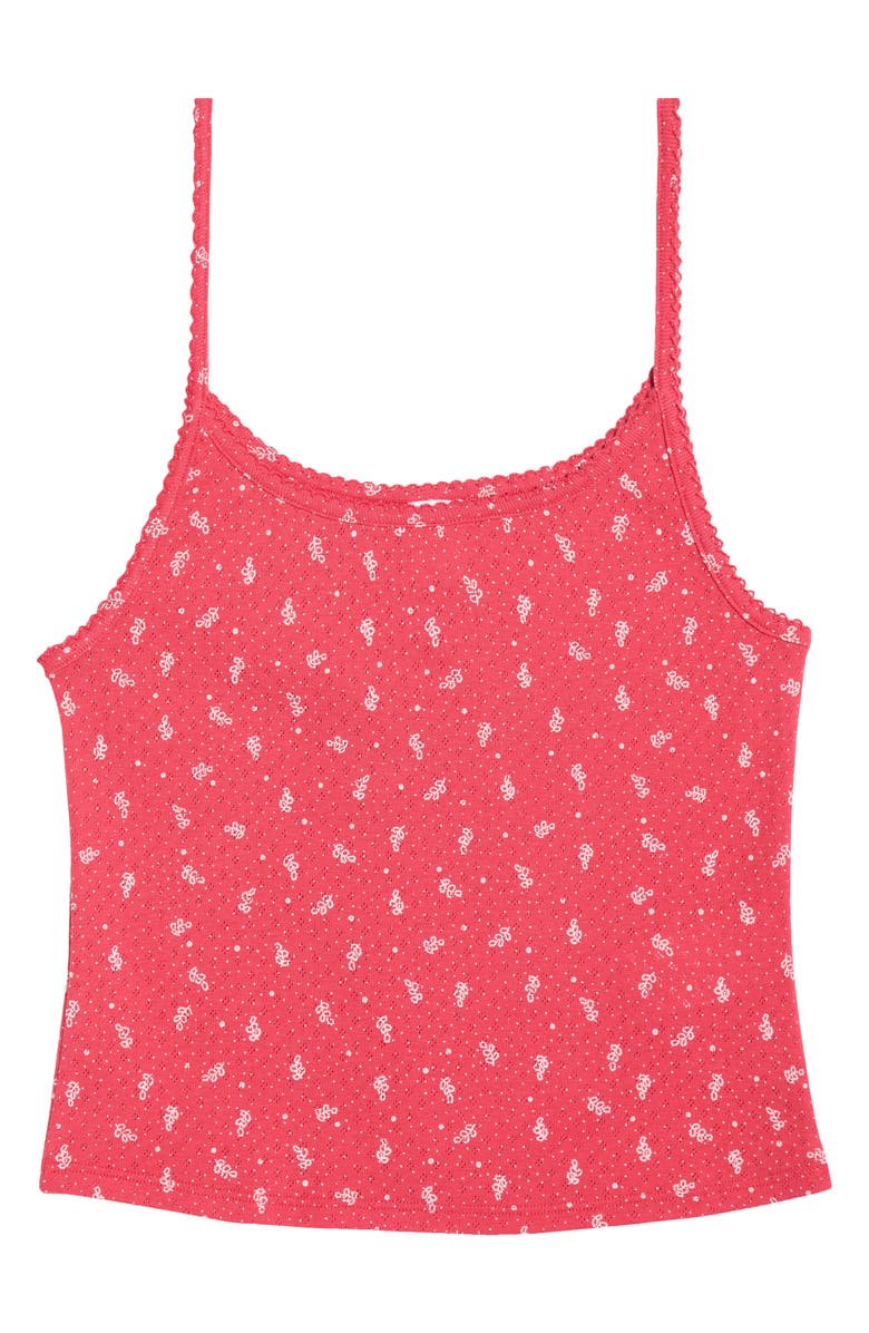 Re/Done Jolie Scallop Trim Cotton Pointelle Crop Tank, Main, color, Bandana Honeycomb