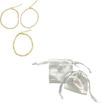 Set of 3 Water Resistant Mixed Chain Anklets