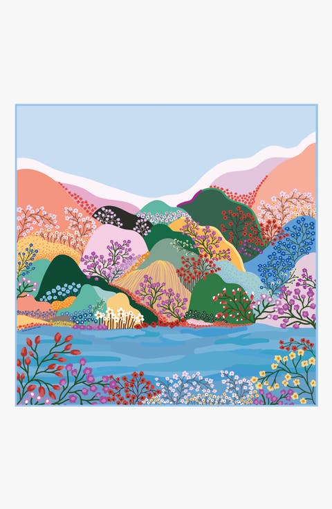 Double Sided Silk Scarf of Blossoming Valley