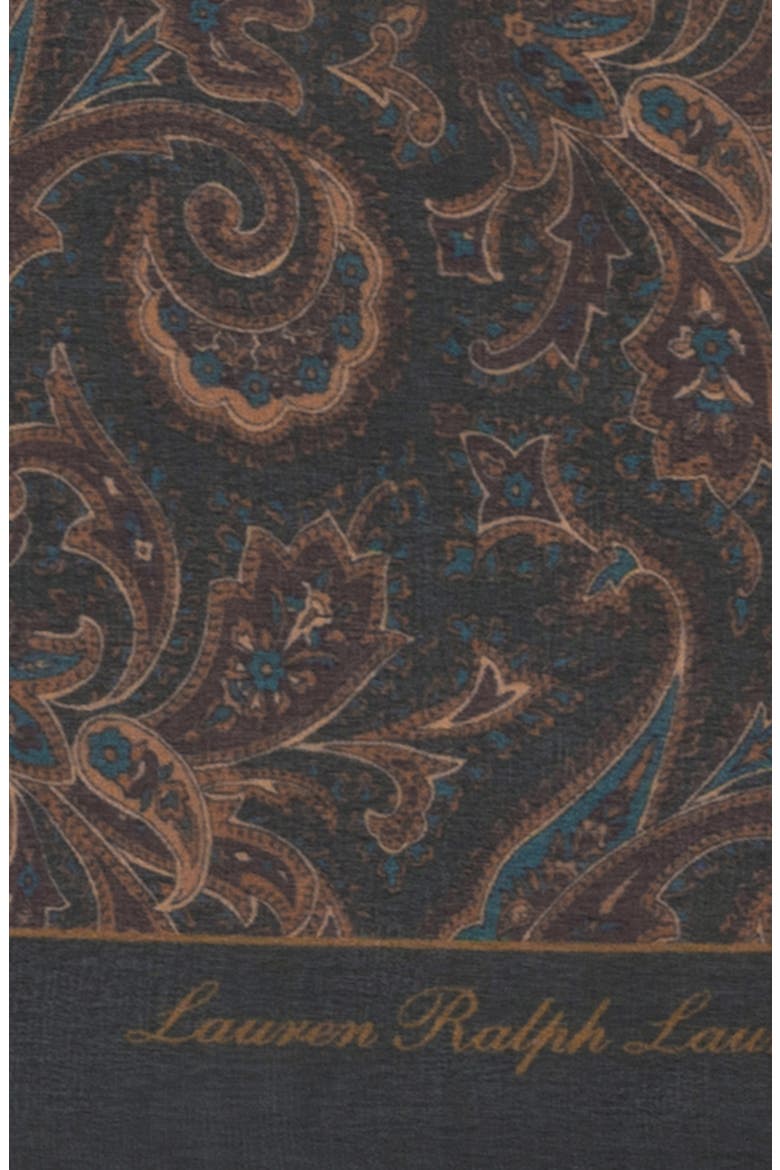 Paisley Silk Square Scarf, Alternate, color, DARK GREEN