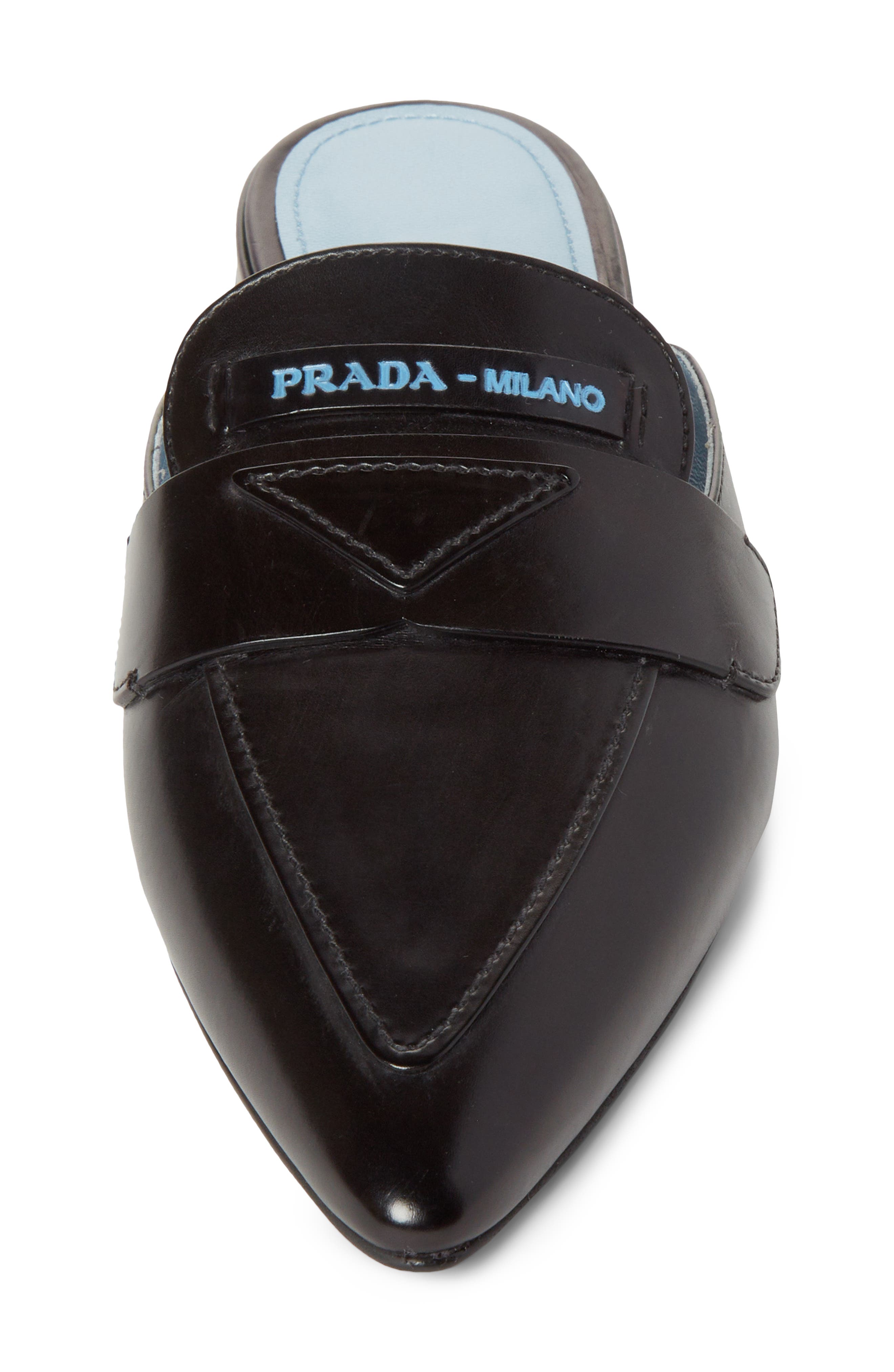 Logo Pointy Toe Loafer Mule, Alternate, color, BLACK