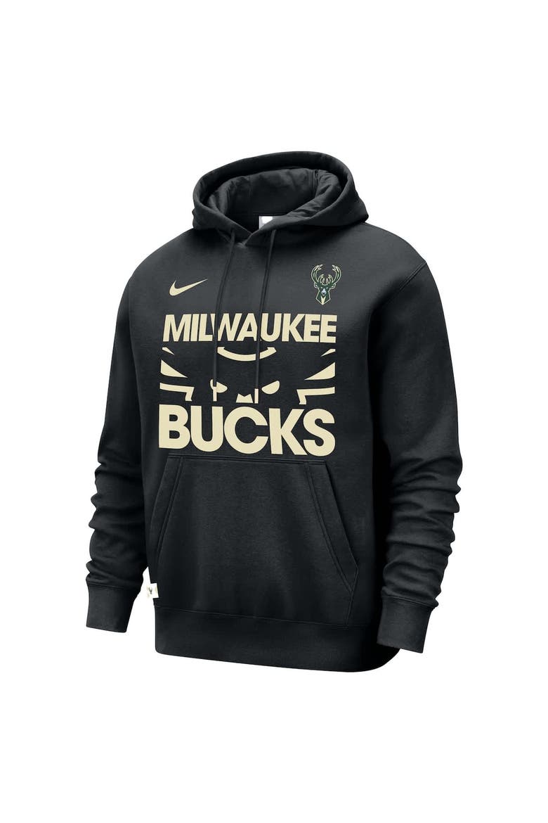 Men's Nike Black Milwaukee Bucks Courtside Club Pullover Hoodie, Alternate, color, Black