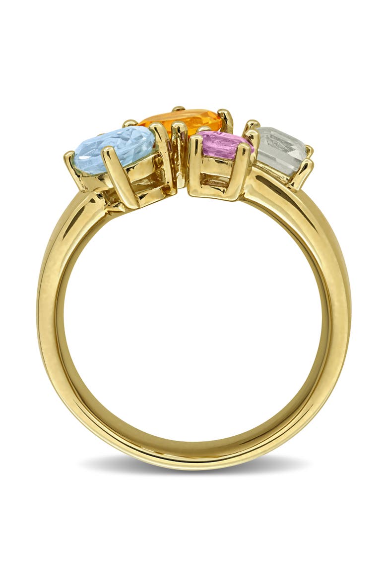 Gemstone Multi-Shape Open Ring Sterling Silver, Alternate, color, Citrine/Yellow-Plated