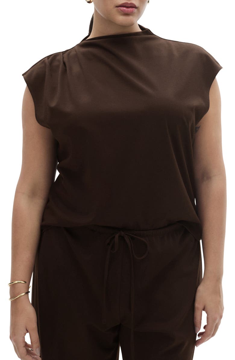 MANGO Candela Extended Shoulder Funnel Neck Top, Main, color,