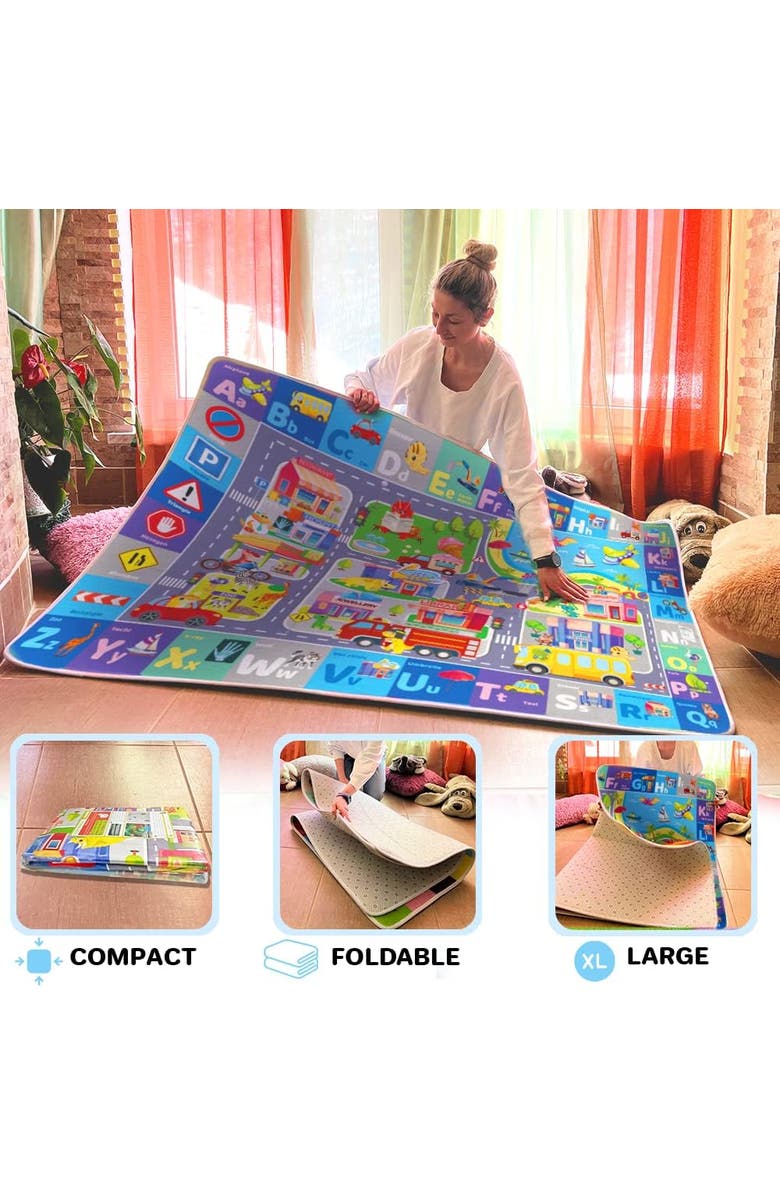 Quokka Baby Mat for Floor Play for Babies 6-12 Months - Super Soft ABC Play Mat for Toddlers 1-3, Alternate, color, City