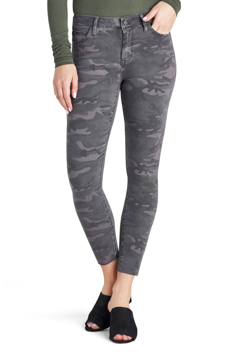 The Kitten Raw Hem Camo Ankle Skinny Jeans, Main, color, MONROE