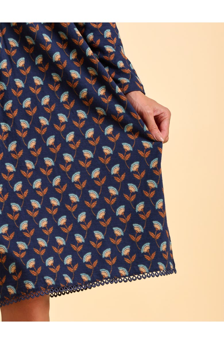 Brakeburn Rowan Long Sleeve V-Neck Midi Dress, Alternate, color, Navy