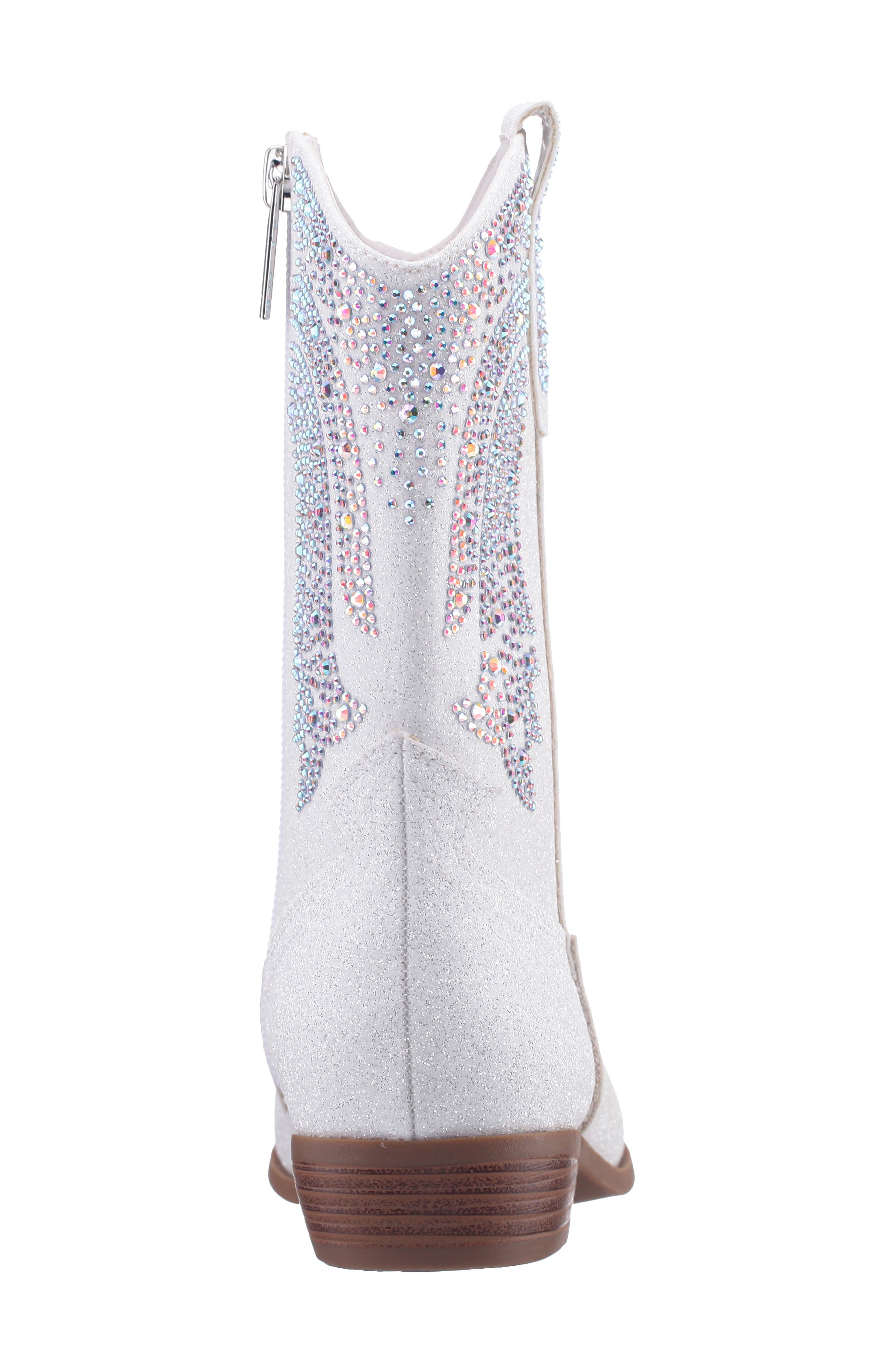 Nina Kids' Hawley Western Boot, Alternate, color, White Glitter Stones