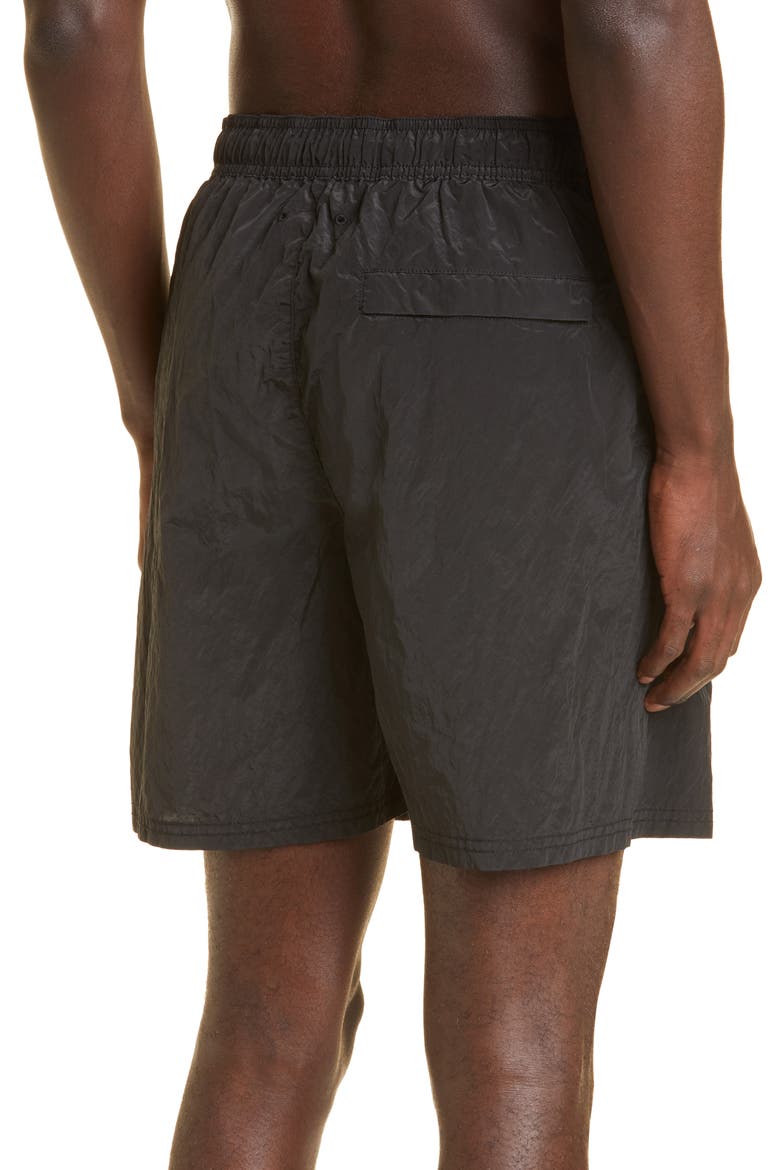 Logo Patch Nylon Metal Swim Trunks, Alternate, color, BLACK