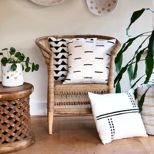 Mbare Sadza Dashes Pillow Cover 46cm In White