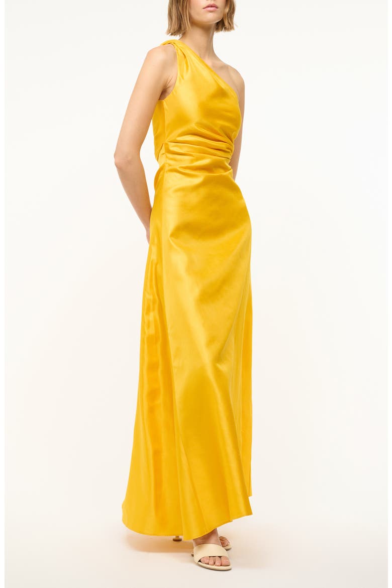 Este One-Shoulder Silk Maxi Dress, Alternate, color, SUNSET GOLD