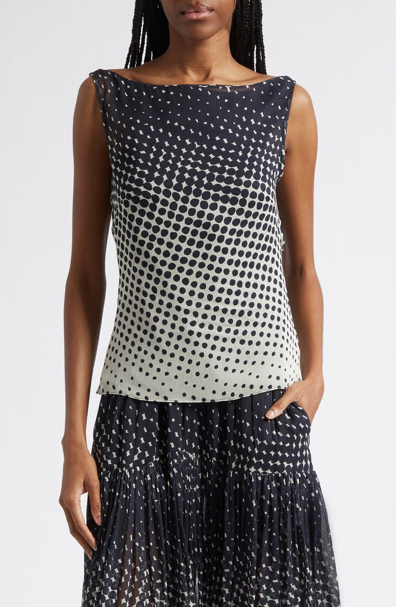 Christopher John Rogers Halftone Wiggle Dot Cowl Back Shell, Main, color, Black Multi