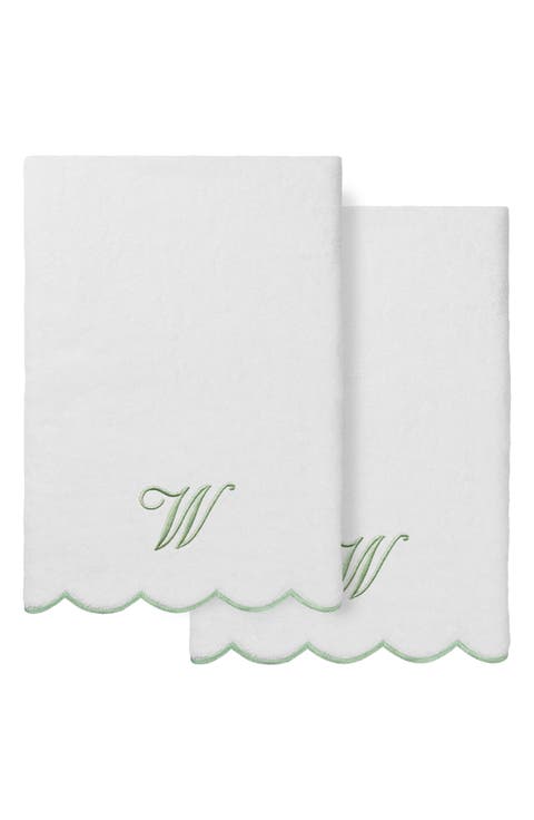 Scallop Personalized Monogram 2-Piece Towel Set
