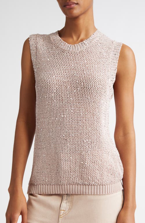Golden Goose Mesh Knit Top With Sequins And Contrasting Details In Shadow Gray
