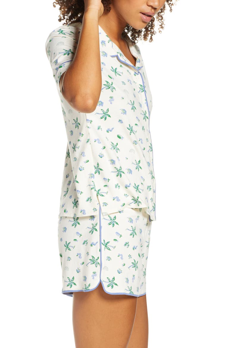 Palm Print Knit Bedtime Short Pajamas, Alternate, color, CLOUD LINING