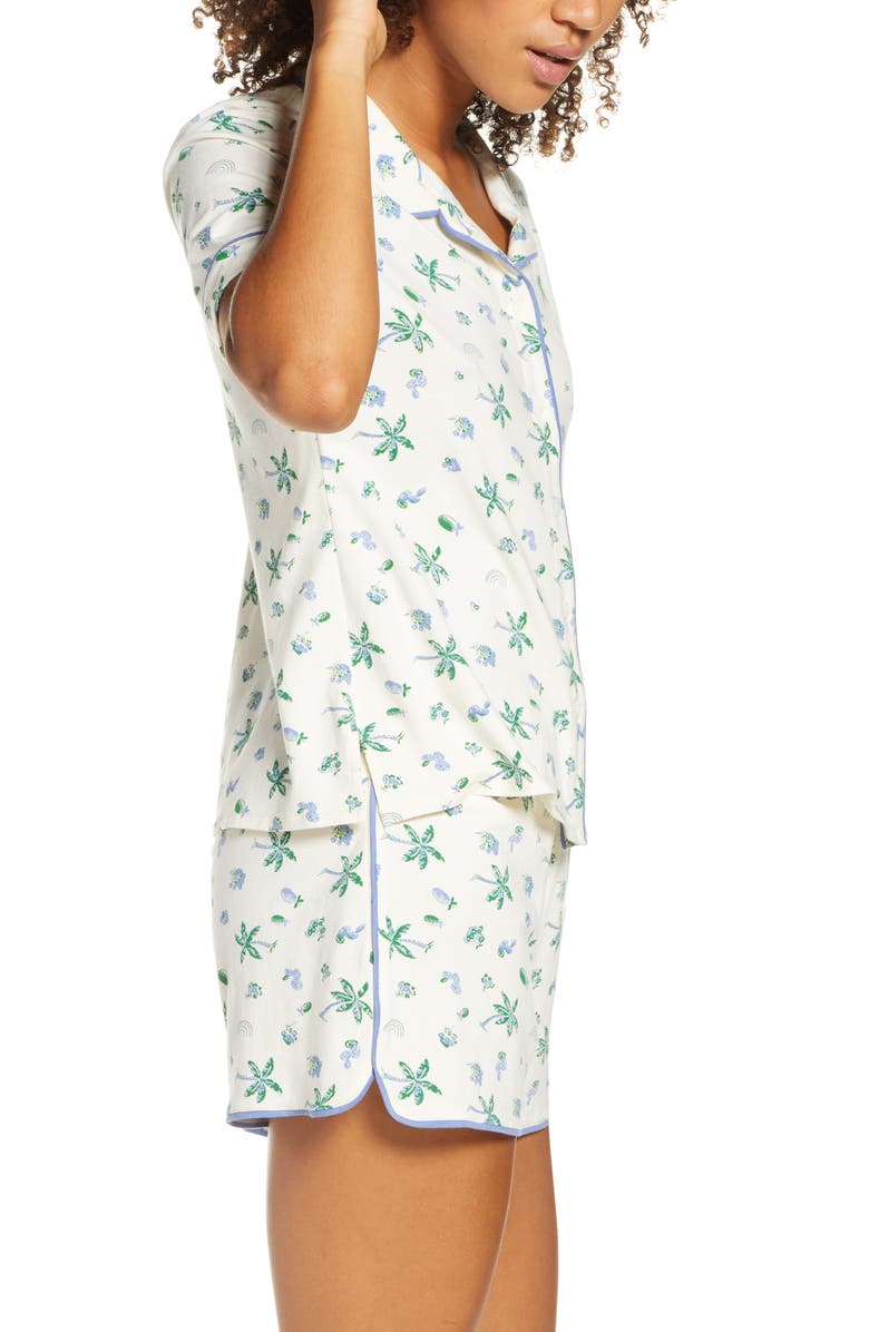 Madewell Palm Print Knit Bedtime Short Pajamas, Alternate, color, 
