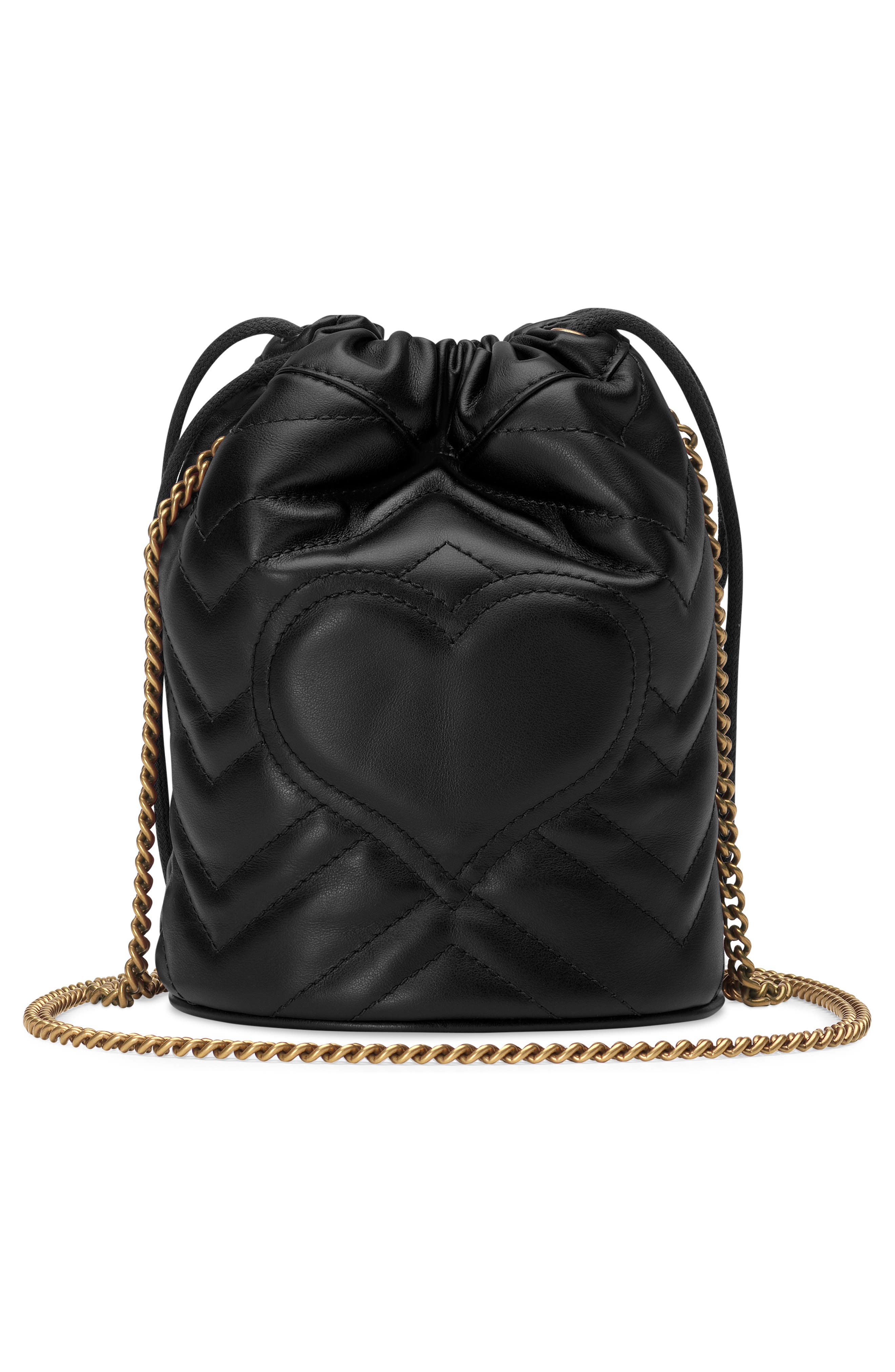 Mini Quilted Leather Bucket Bag, Alternate, color, NERO