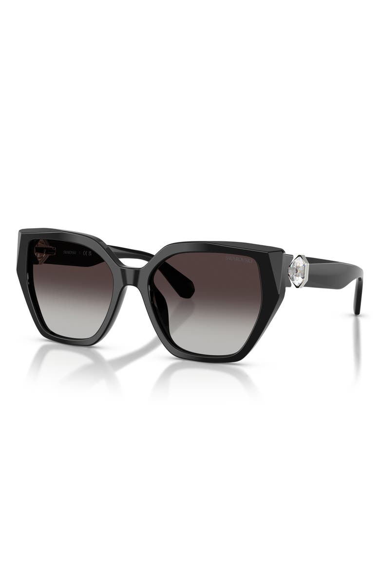 Swarovski 56mm Gradient Irregular Sunglasses, Alternate, color, Black / Gradient Grey