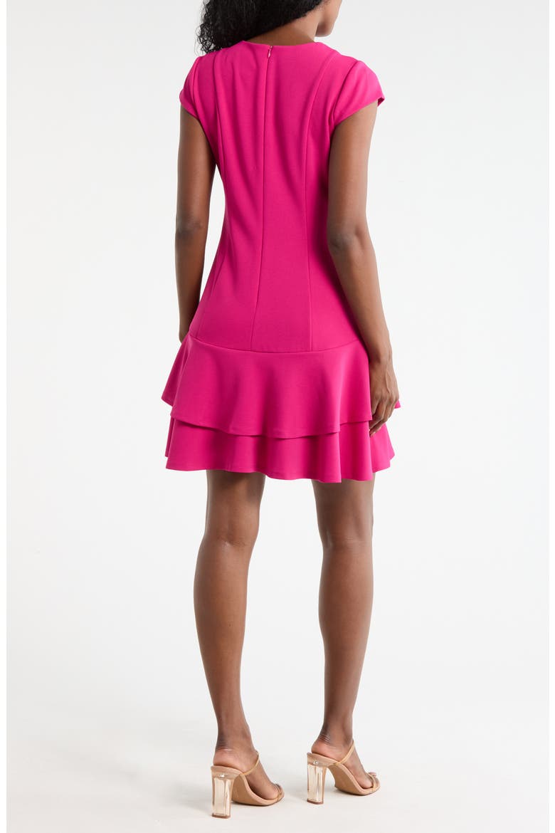 Cap Sleeve Double Ruffle Minidress, Alternate, color, MAGENTA
