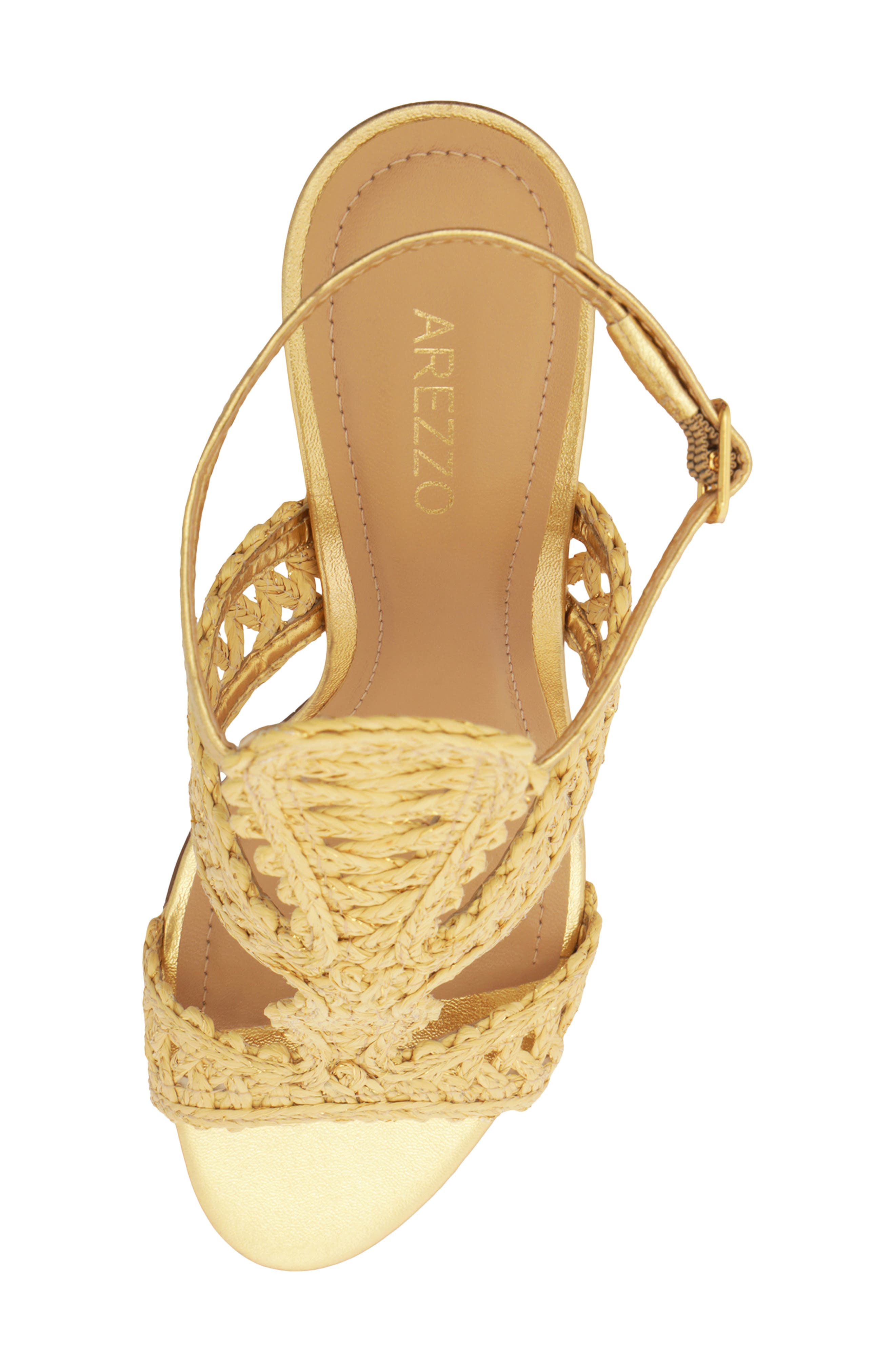 Ciara Ankle Strap Sandal, Alternate, color, BEIGE KNIT/ GOLD