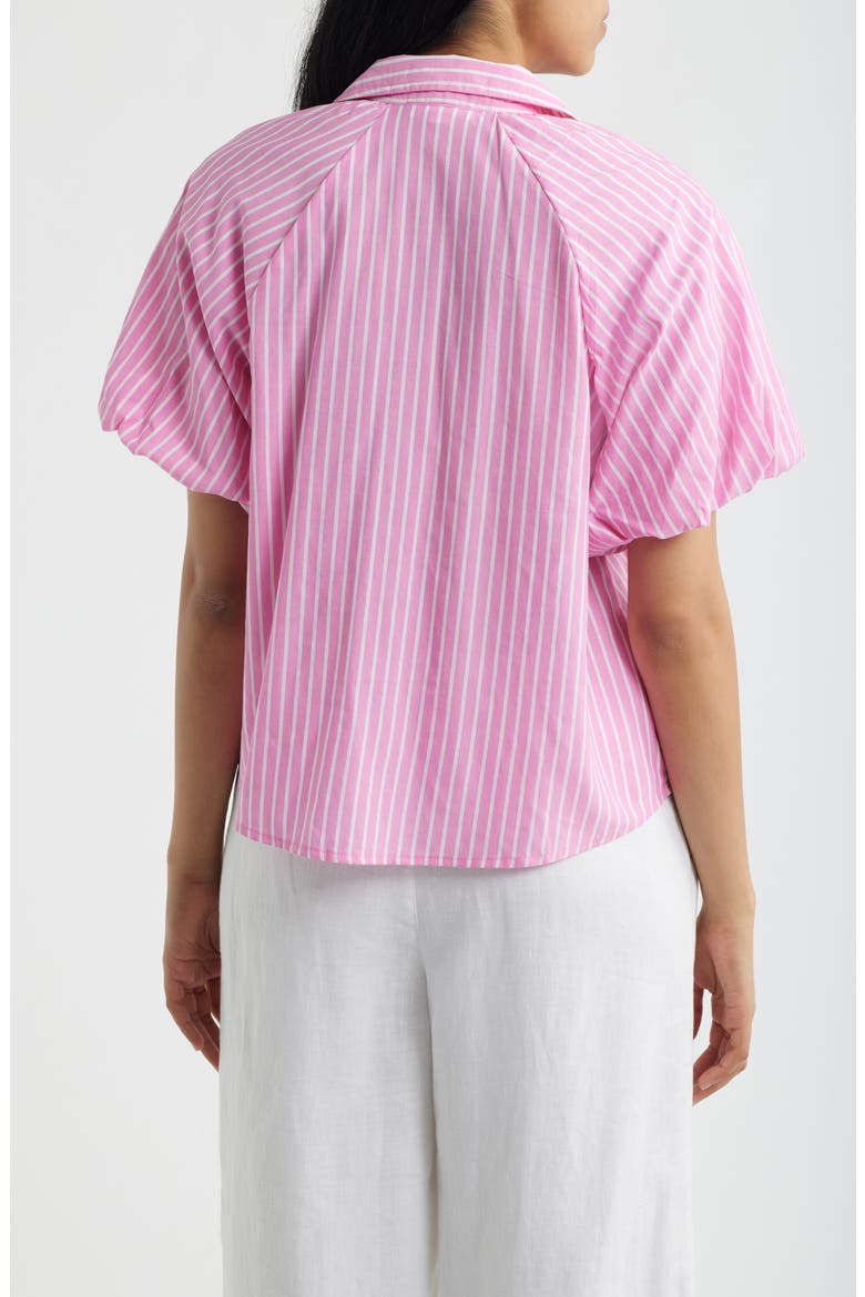Biance Bubble Sleeve Button-Up Top, Alternate, color, PARADISE PINK